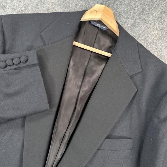 Vintage Polo by Ralph Lauren Tuxedo Jacket Mens 42 Long Black Wool Made in USA